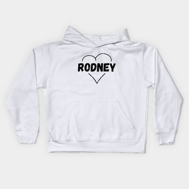 Rodney Name Inside Vintage Heart, Rodney for Valentines Day Kids Hoodie by Liquids